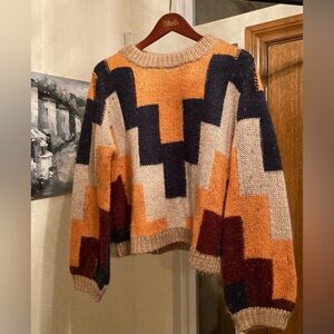 Vintage Orange, Black, And Beige SkyLar Rose Sweater